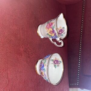 royal stafford viola creamer and sugar bowl